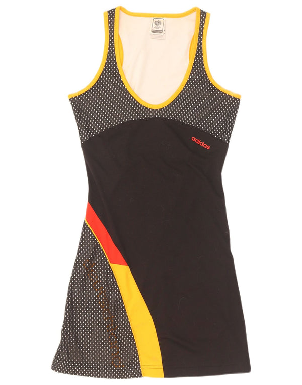 Adidas Dame Tennis Dress UK 10 Small Black Polka Dot Polyester