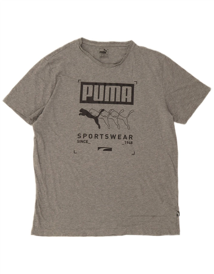Puma Herre Grafisk T-Shirt Top XL Grå Bomuld