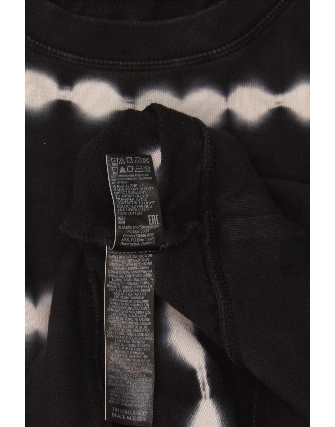 Marks & Spencer Dame Oversized Sweatshirt Jumper UK 18 XL Black Tie Dye