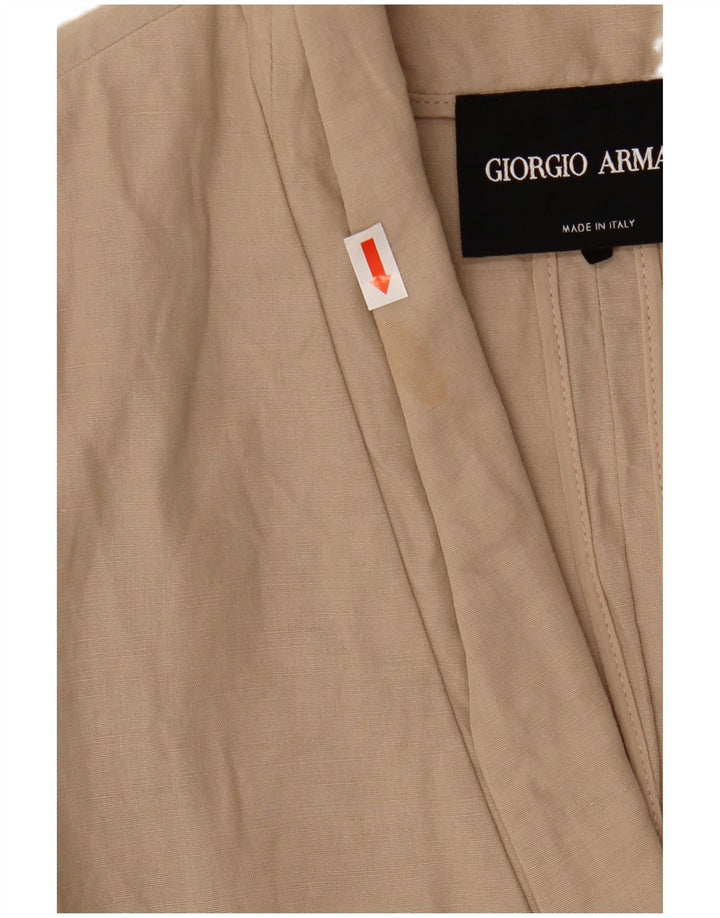 Armani Dame 1 Knap Blazer Jacket UK 10 Small Beige Bomuld