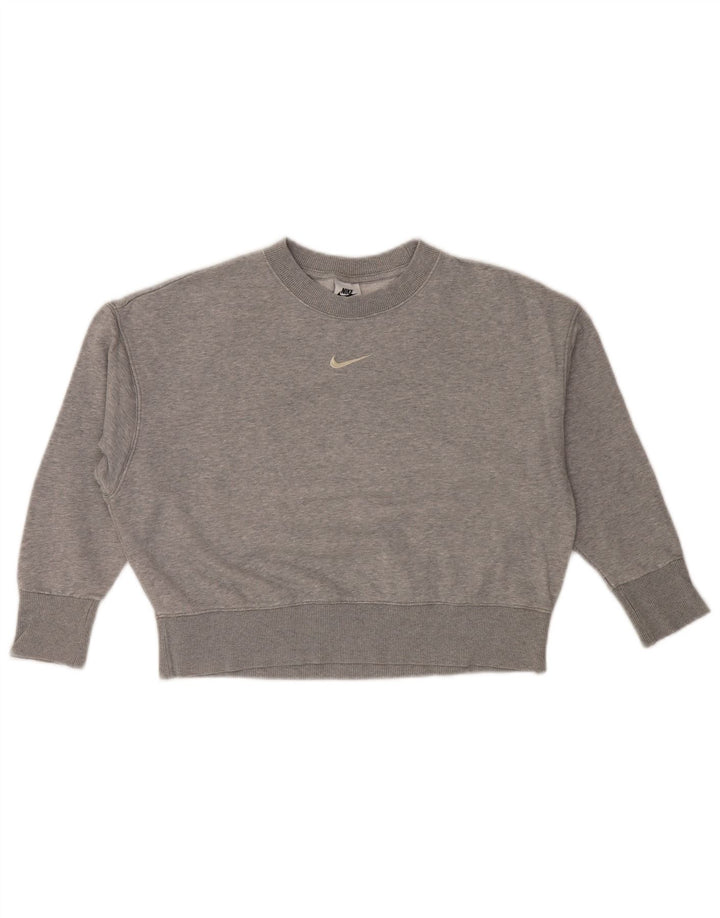NIKE Oversized Crop Batwing Sweatshirt Jumper UK 6 XS Grå til kvinder
