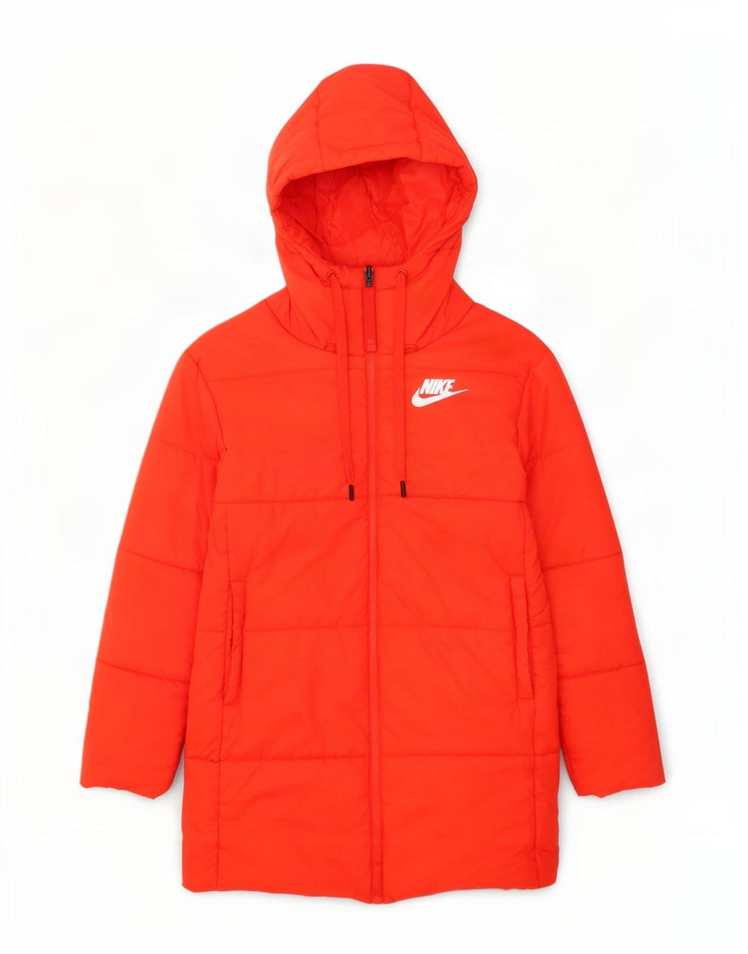 Nike Dame Oversized grafisk vendbar polstret frakke UK 10 Small Orange