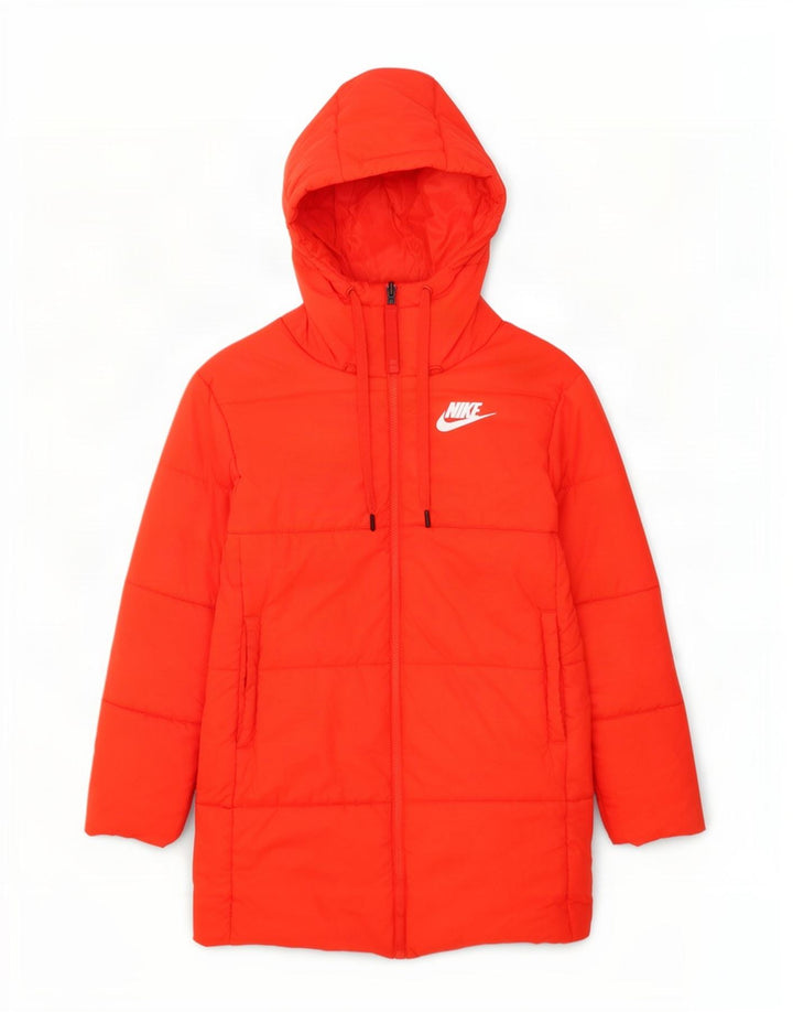 Nike Dame Oversized grafisk vendbar polstret frakke UK 10 Small Orange