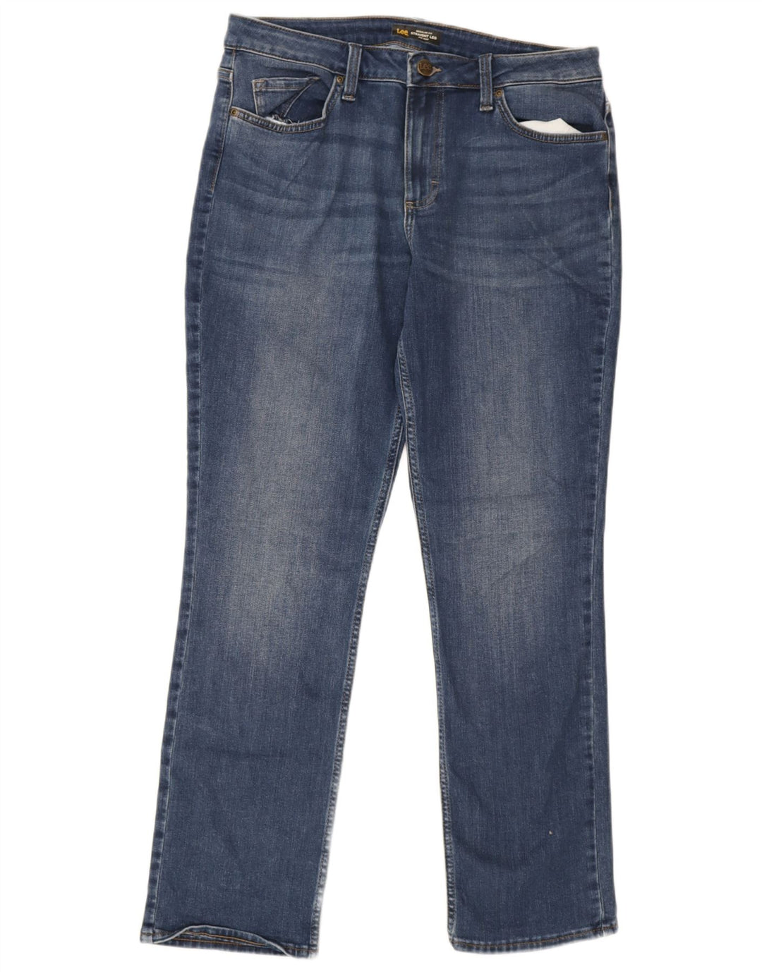 Lee Dame Mid Rise Regular Straight Jeans W31 L31 Blå Bomuld