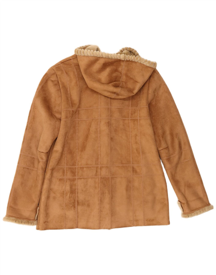 Klass Dame Hooded Sherpa Jacket UK 12 Medium Beige Polyester