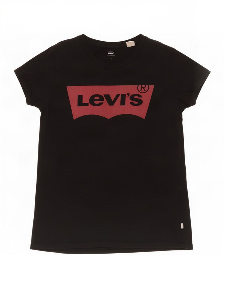Levi's Dame Grafisk T-Shirt Top UK 12 Medium Sort