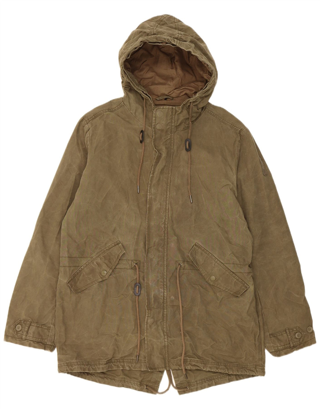 Bomboogie Herre Hooded Parka Jacket UK 42 XL Khaki Cotton