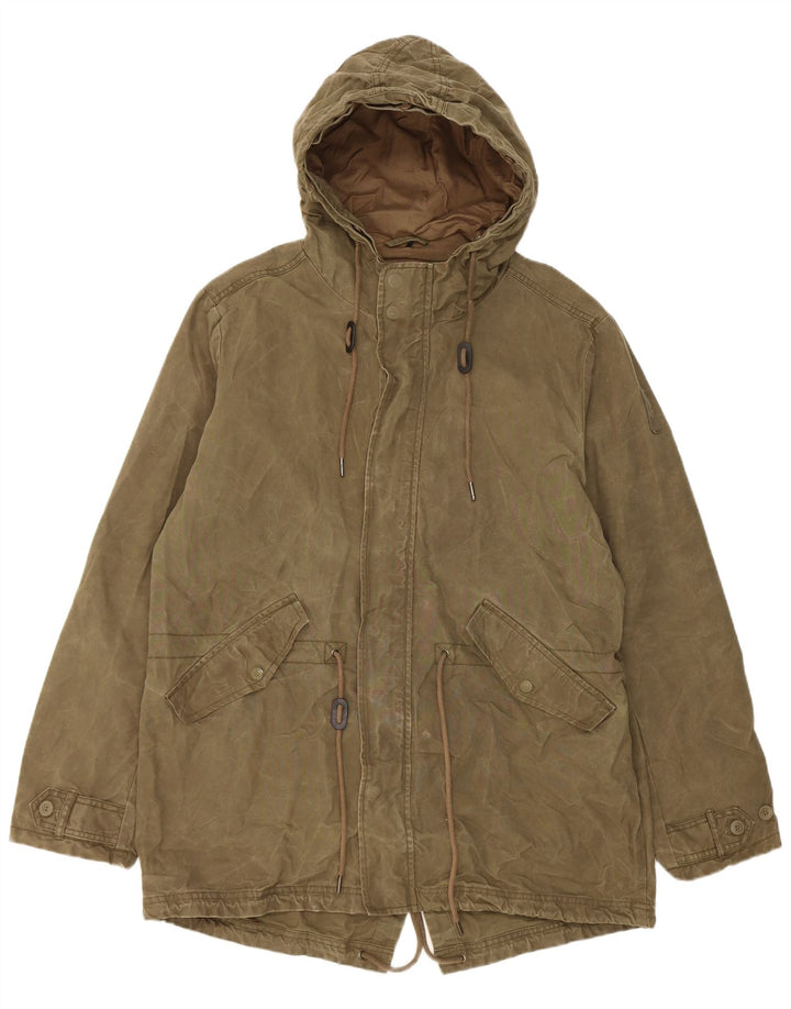Bomboogie Herre Hooded Parka Jacket UK 42 XL Khaki Cotton