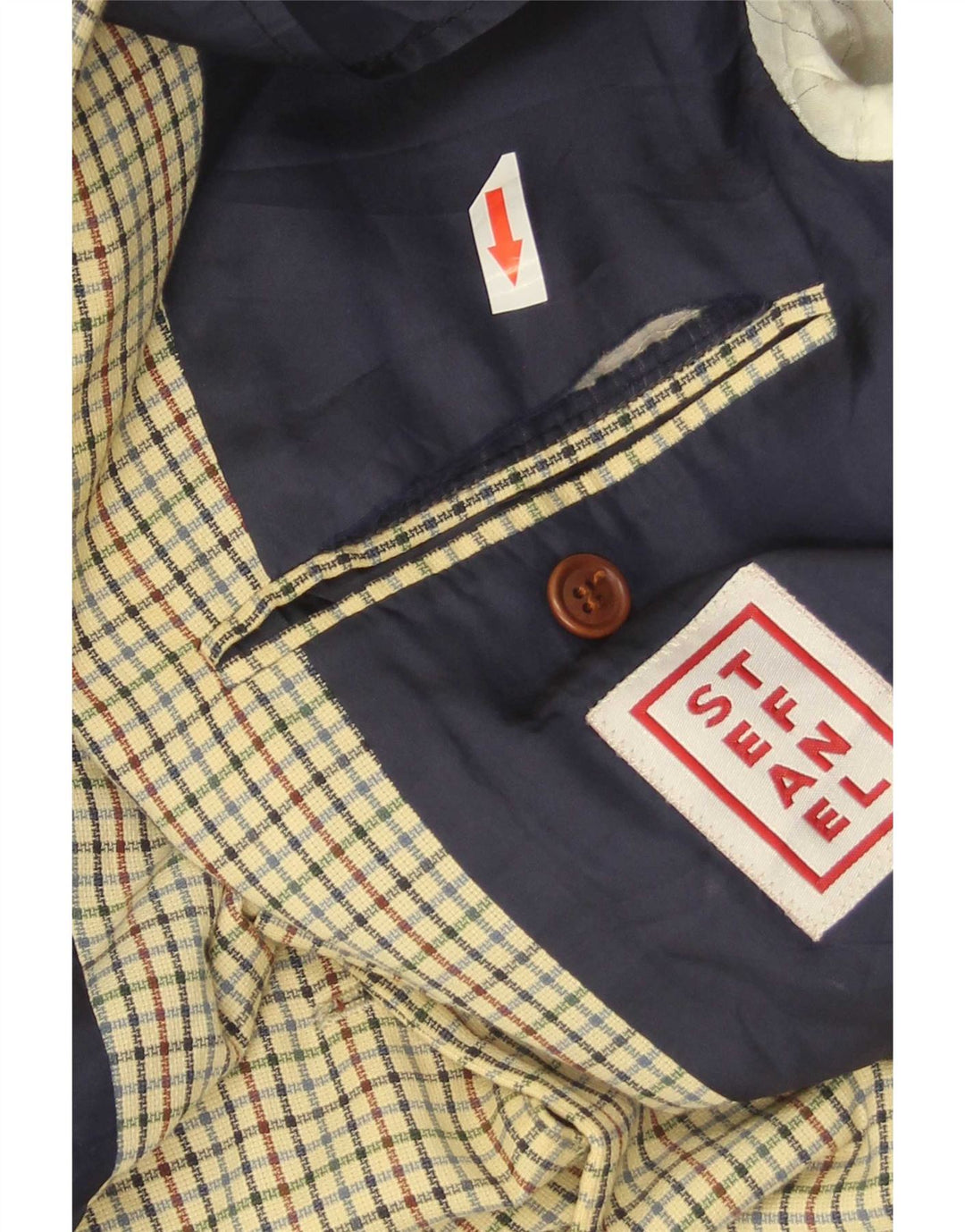 Stefanel Herre 3-knaps blazerjakke UK 38 Medium Beige Check