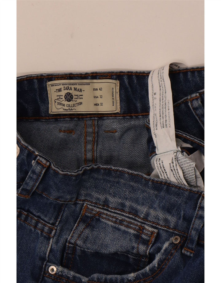 Zara Herre Denim Shorts EU 42 Large W32 Blå Bomuld