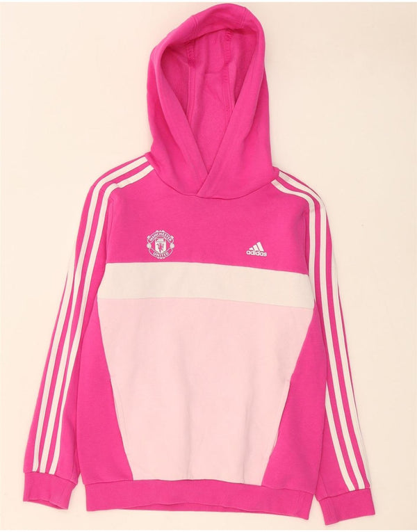 Adidas Girls Manchester United Hoodie Jumper 11-12 år Pink Colourblock