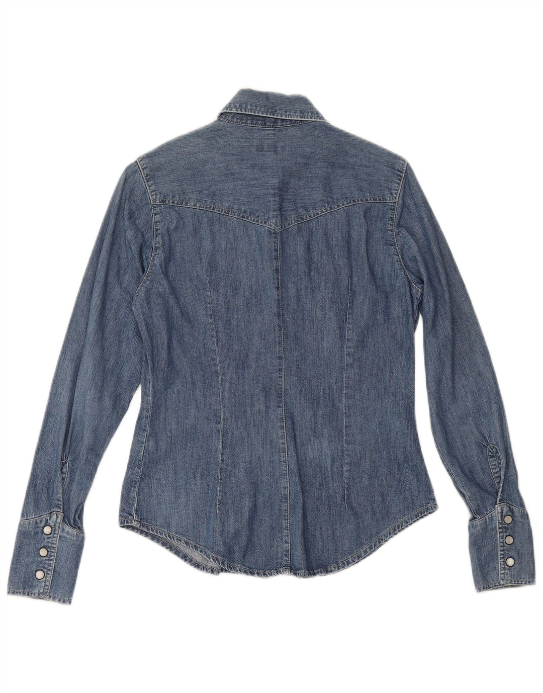 CARRERA Dame Denim Shirt UK 10 Small Blue Cotton