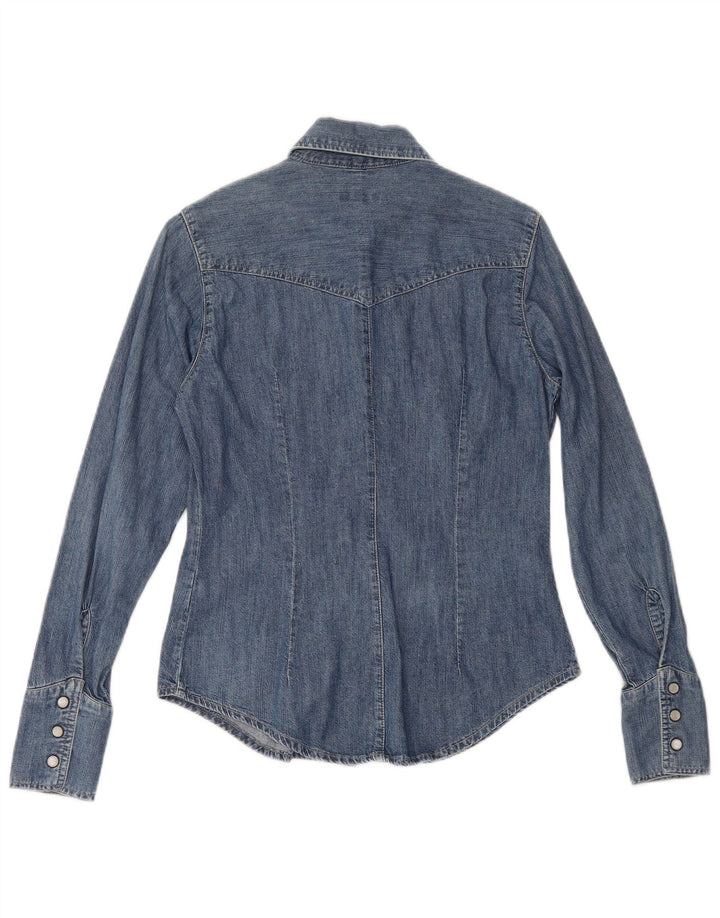 CARRERA Dame Denim Shirt UK 10 Small Blue Cotton