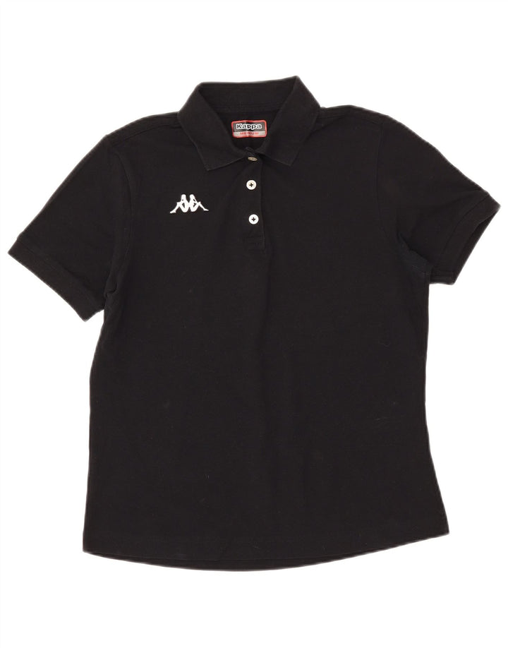 Kappa Dame Polo Shirt UK 14 Medium Sort Bomuld