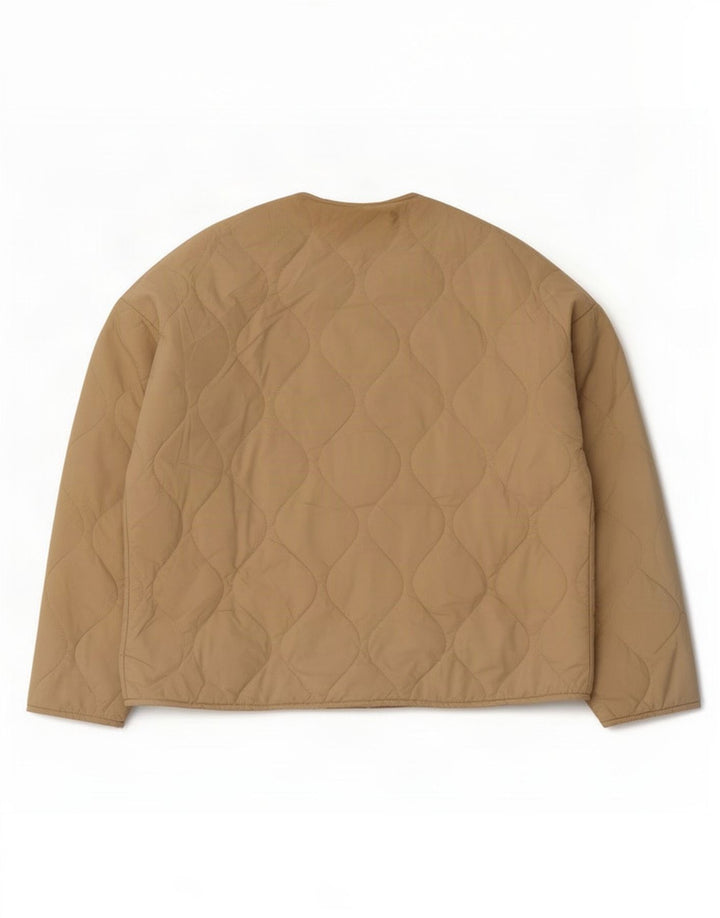 Zara Dame Oversized Quiltet Jakke UK 10 Small Beige Polyester