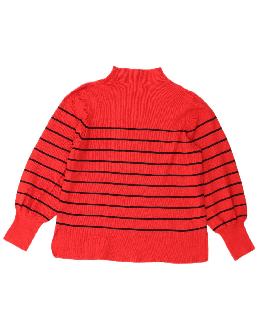 Marks & Spencer Dame Turtle Neck Jumper Sweater UK 16 Stor rød stribet