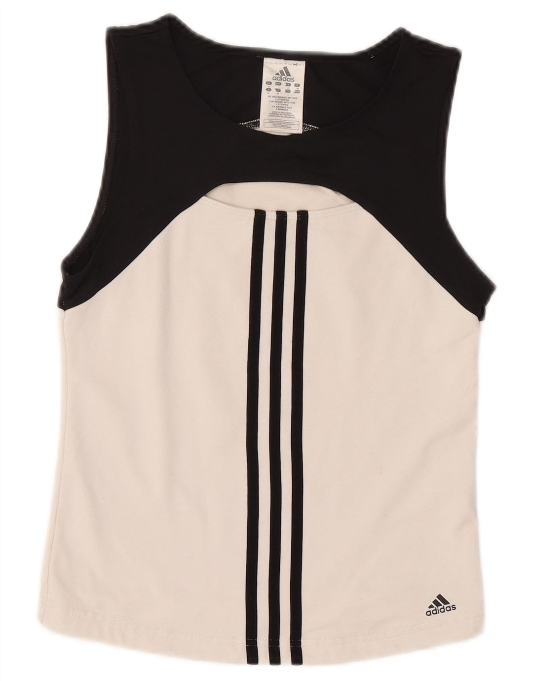 Adidas Womens Crop Vest Top UK 12 Medium White Colourblock Polyester