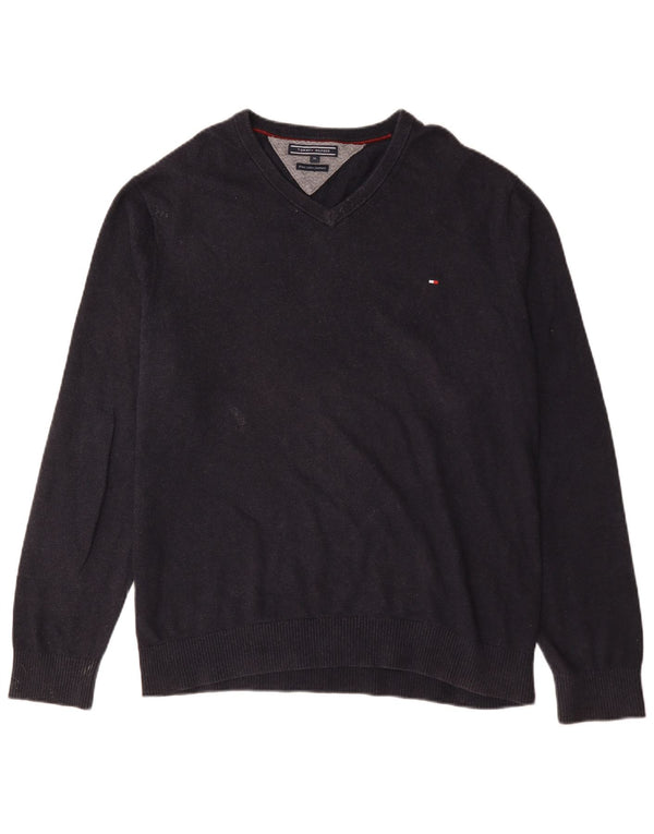 Tommy Hilfiger Herre V-hals sweater XL Marineblå Bomuld