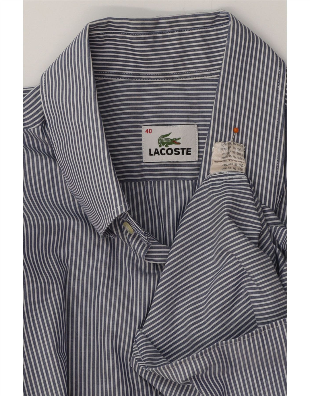 LACOSTE Herreskjorte str. 40 Medium Blue Pinstripe Bomuld