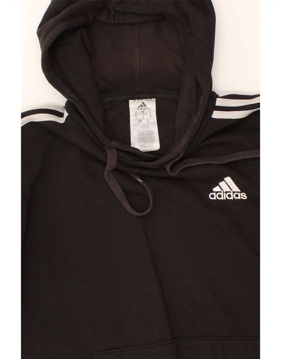 ADIDAS Mens Hoodie Jumper Small Black Cotton Vintage Adidas and Second-Hand Adidas from Messina Hembry 