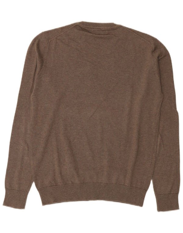 Zara Herre sweater med rund hals, medium brun bomuld