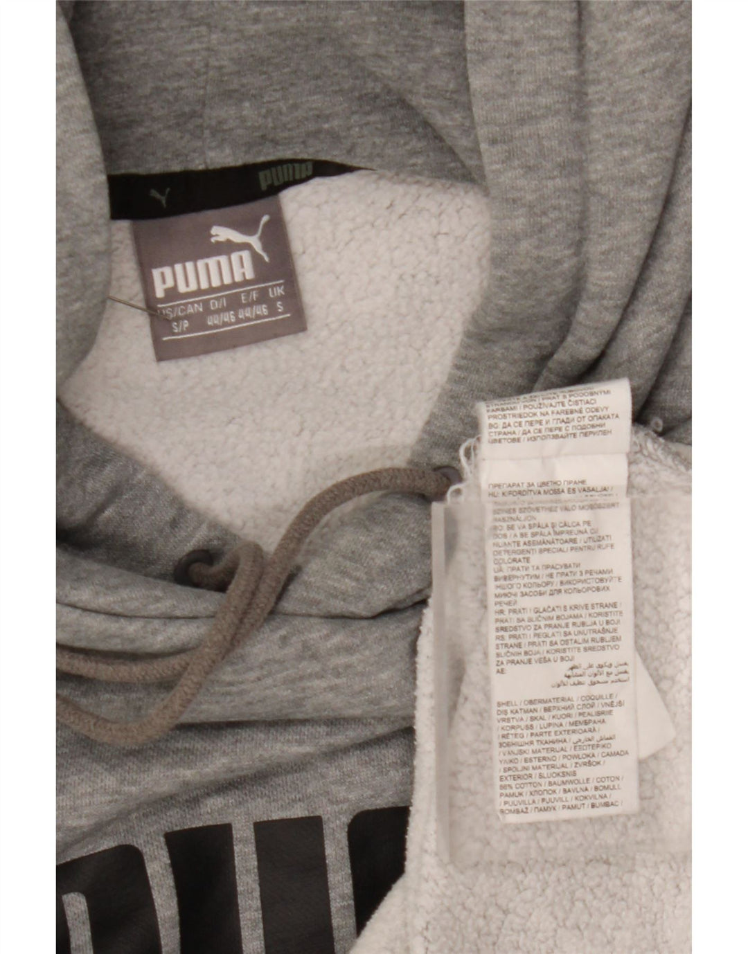 PUMA Mens Graphic Hoodie Jumper Small Grey Cotton