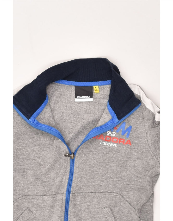 DIADORA Boys Tracksuit Top Jacket 9-10 Years Large Grey Cotton | Vintage Diadora | Thrift | Second-Hand Diadora | Used Clothing | Messina Hembry 