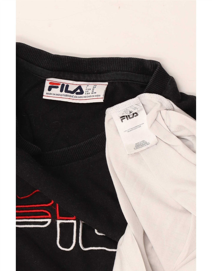 Fila Herre grafisk T-shirt Top Medium Sort Colourblock Bomuld