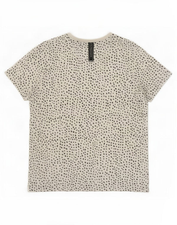 Adidas Dame Grafisk T-Shirt Top UK 14 Medium White Animal Print Bomuld