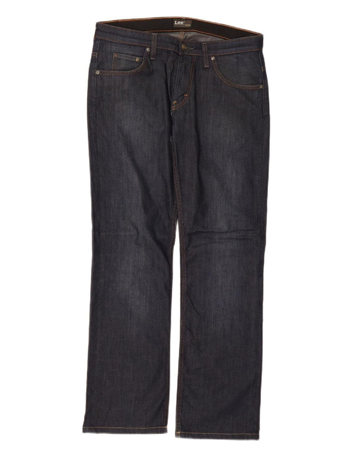 Lee Womens Knox Straight Jeans W32 L30 Marineblå Bomuld