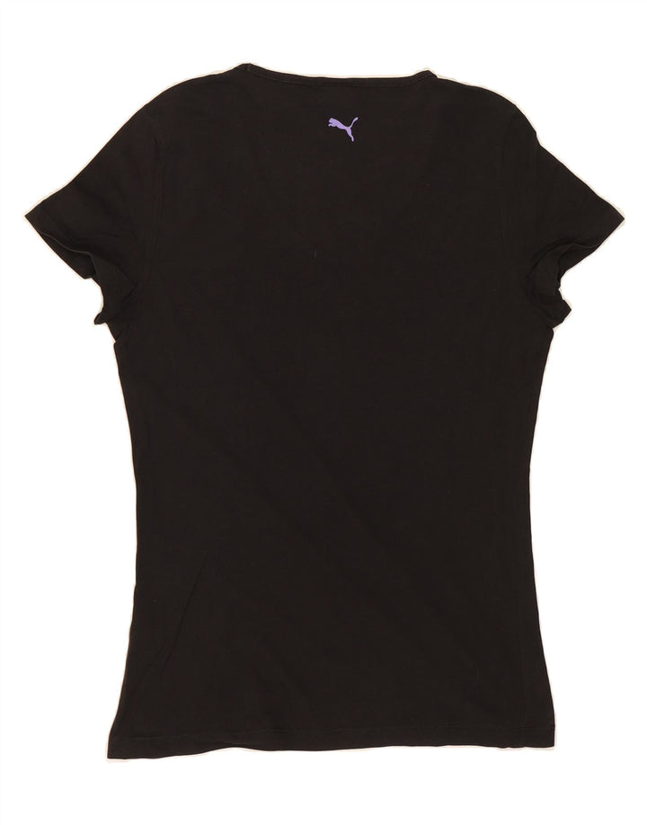 PUMA Womens Graphic T-Shirt Top UK 12 Medium  Black Cotton Vintage Puma and Second-Hand Puma from Messina Hembry 