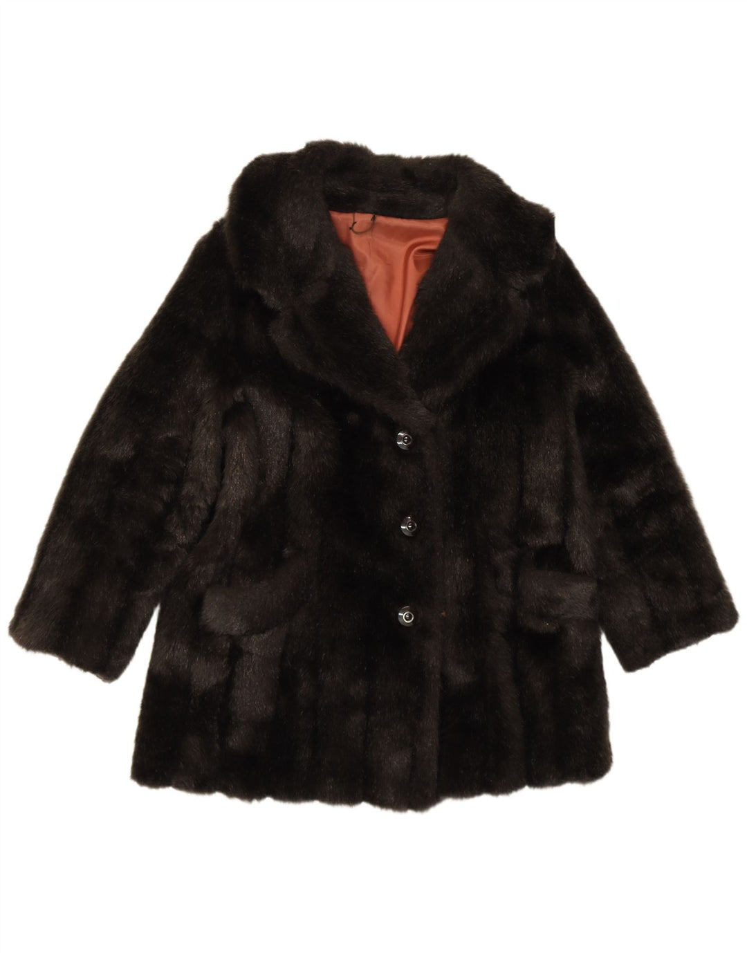 CZARINA Dame imiteret Pels Overfrakke UK 12 Medium Sort Modacryl