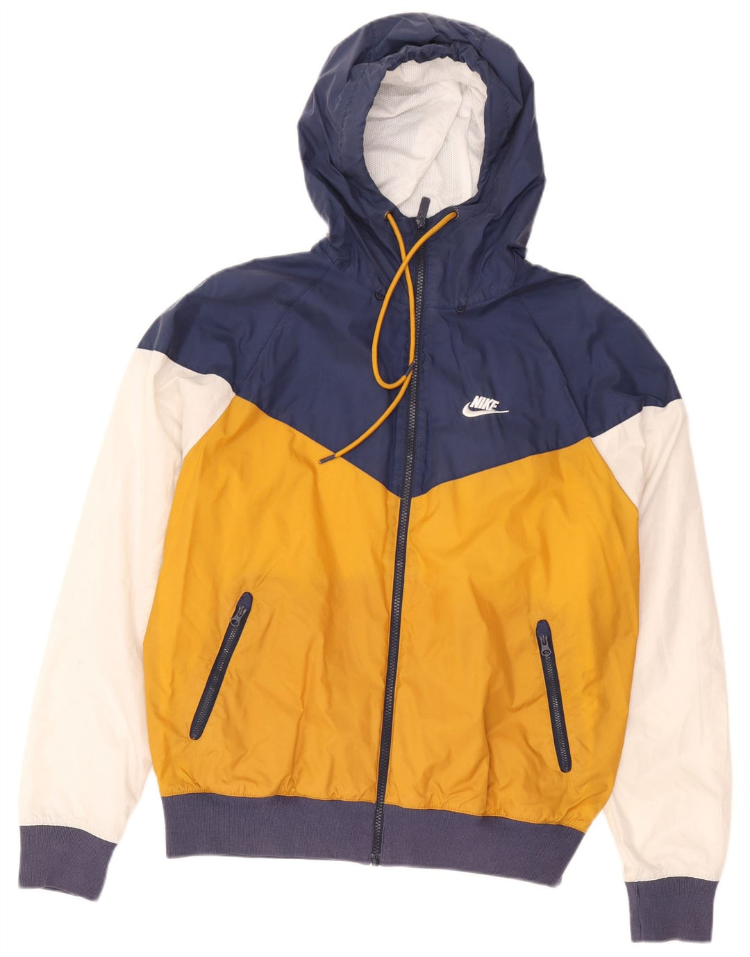 Nike Regnjakke med hætte til mænd UK 36 Lille flerfarvet Colourblock Nylon