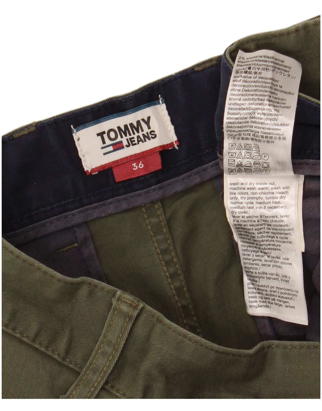 Tommy Hilfiger Herre Chino Shorts W36 Large Khaki Bomuld