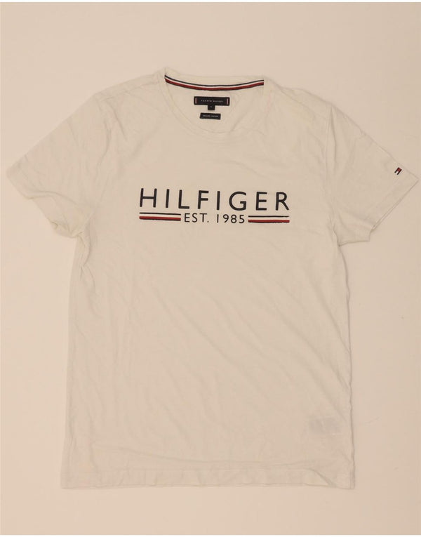 Tommy Hilfiger Herre grafisk T-shirt Top Medium Hvid Bomuld
