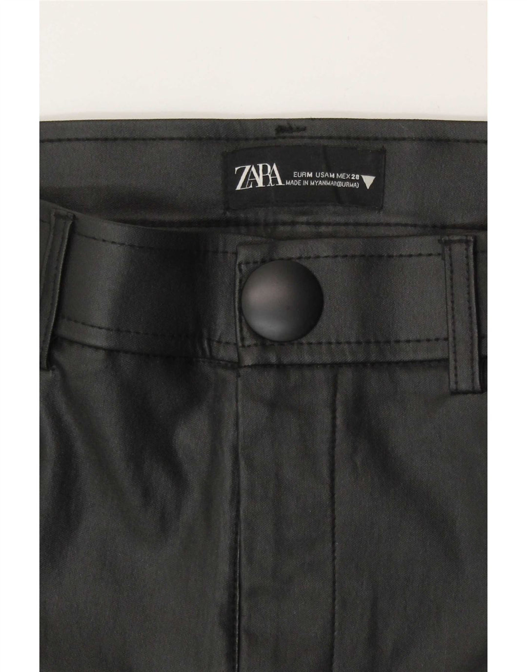 Zara Dame imiteret læder Leggings Medium W28 L28 Sort
