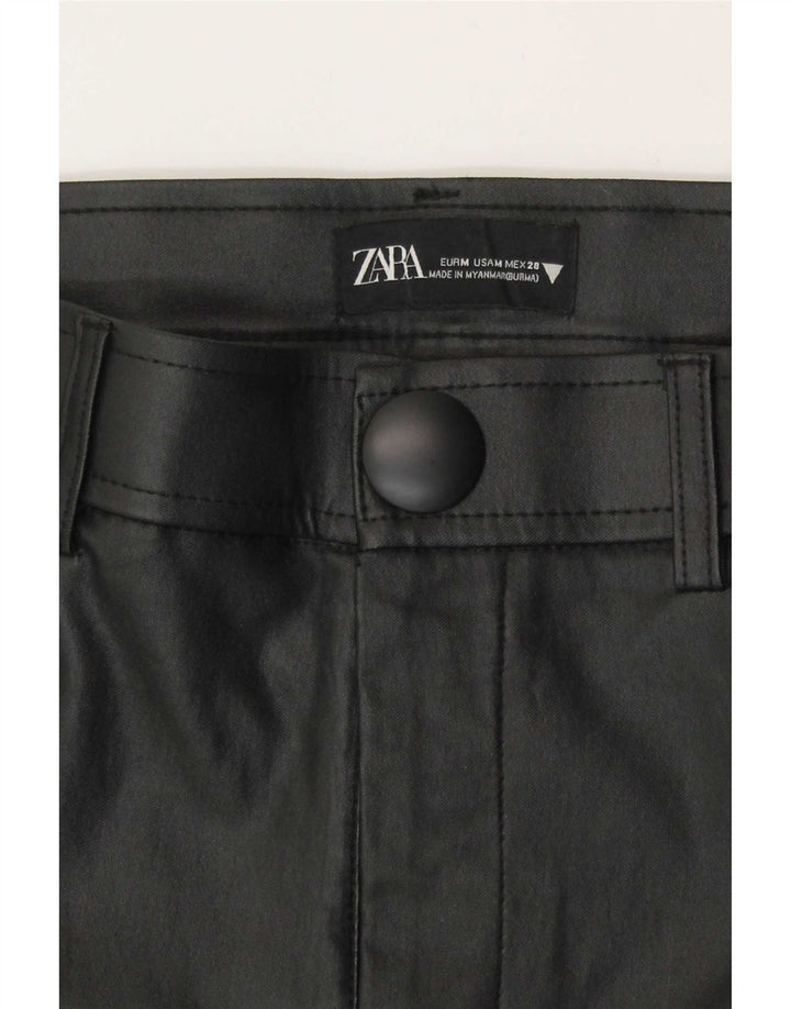 Zara Dame imiteret læder Leggings Medium W28 L28 Sort