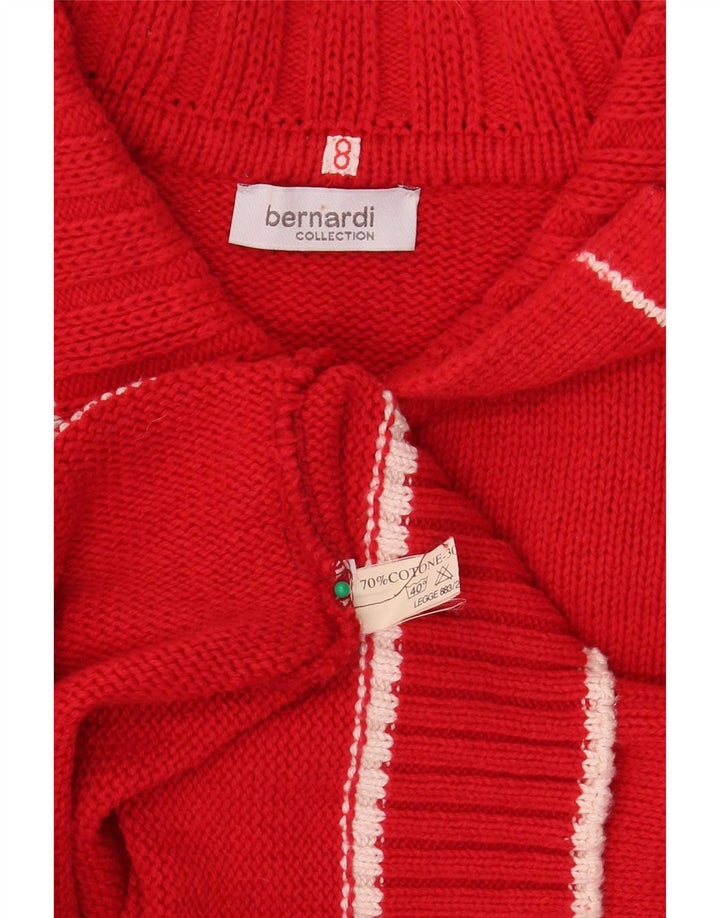Bernardi Dame Grafisk Cardigan Sweater med fuld lynlås US 8 Medium Rød Bomuld