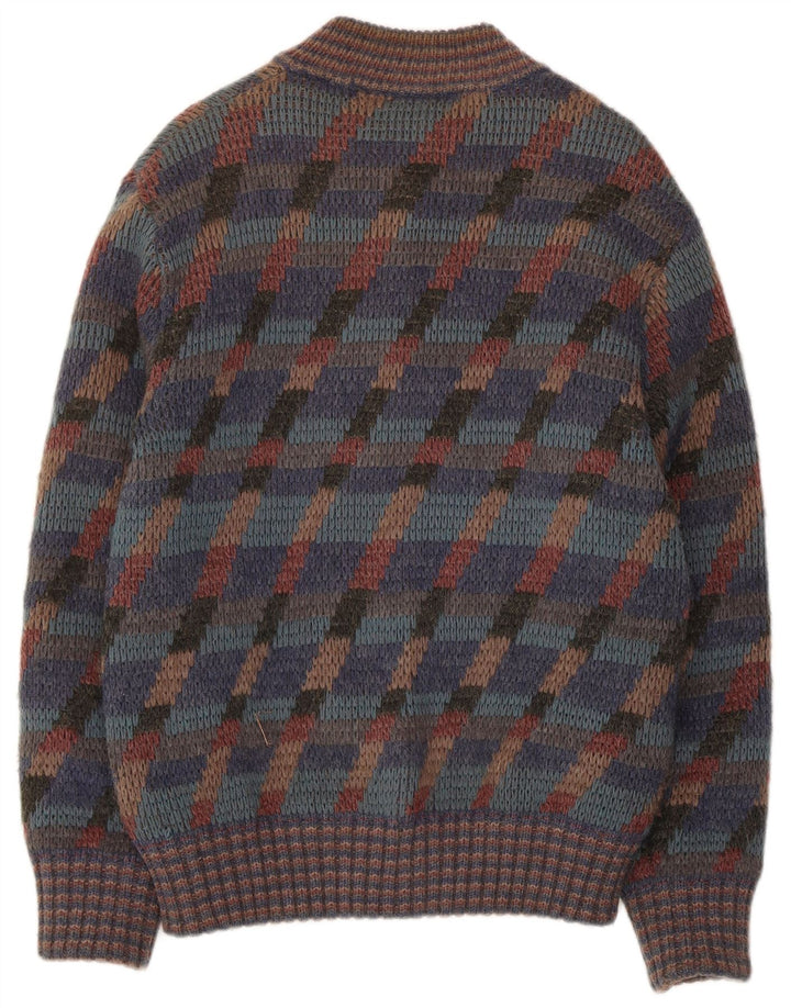 Vintage herre cardigan sweater medium flerfarvet stribet