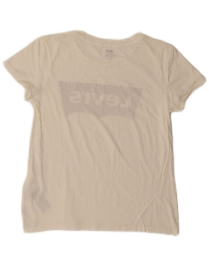Levi's Grafisk T-shirt top til kvinder UK 8 Lille hvid bomuld