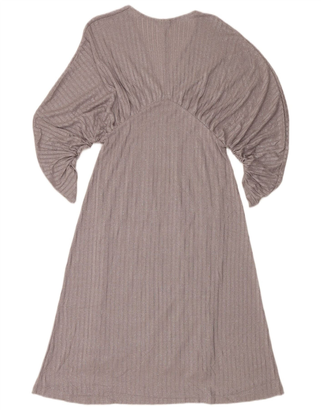 Zara Dame 3/4 ærmet Batwing A-Line Kjole UK 12 Medium Sølv Flecked
