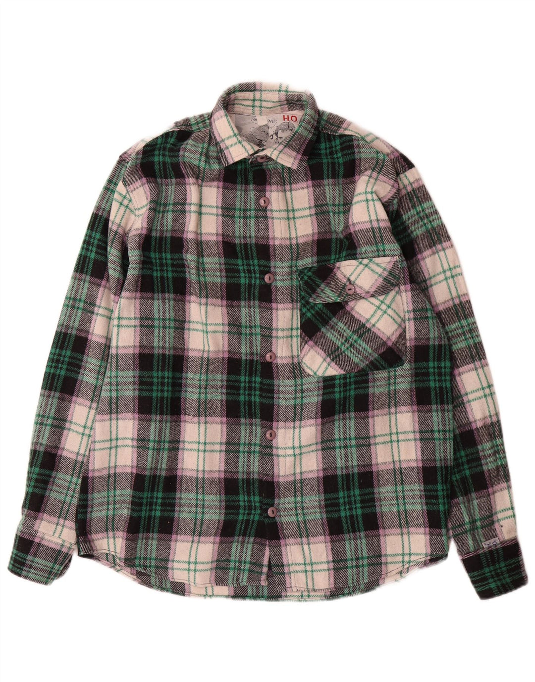 Vintage flannelskjorte til mænd Medium flerfarvet ternet uld