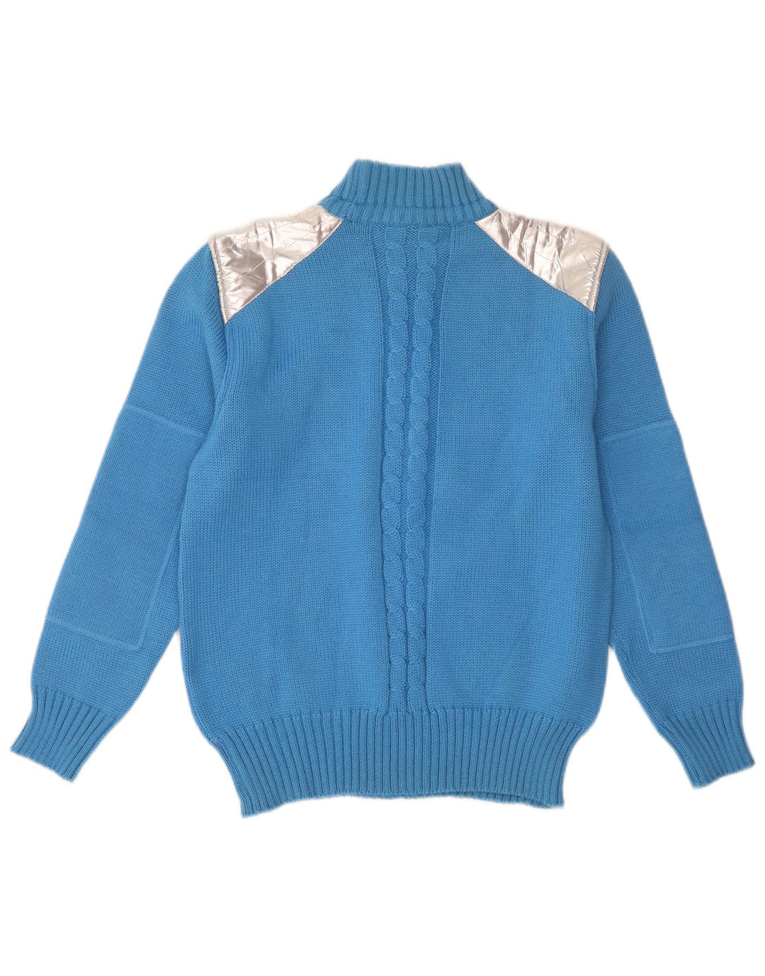 Vintage Dame Turtle Neck Sweater IT 44 Medium Blue Colourblock