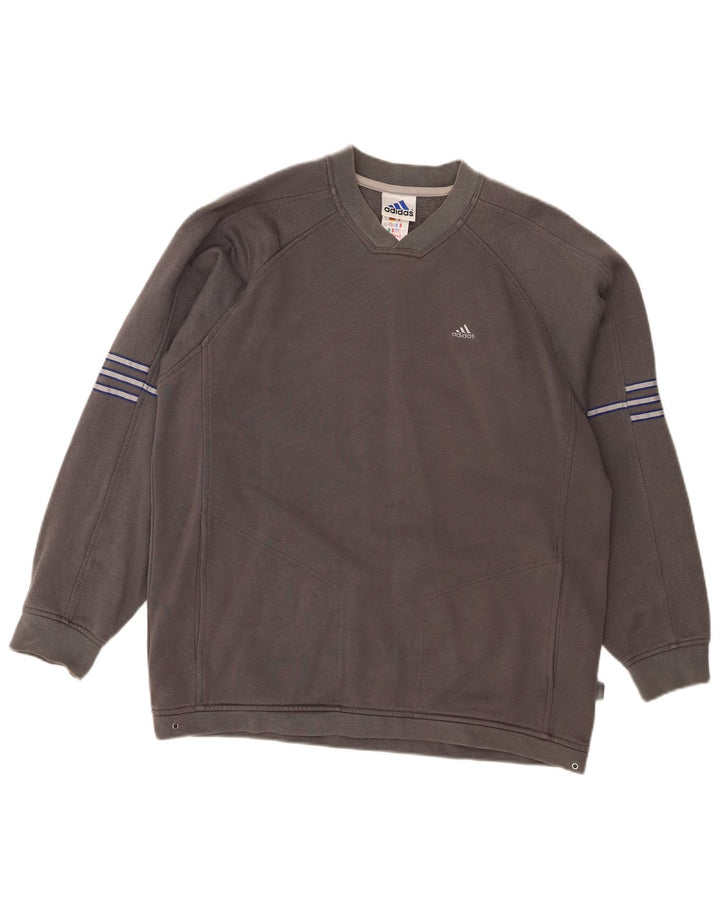 Adidas Boys Sweatshirt Jumper 15-16 år Gråstribet bomuld
