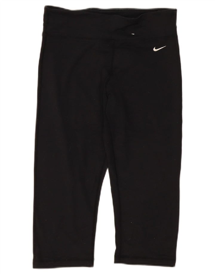 NIKE Dame Dri Fit Capri Leggings UK 10 Small Black Nylon