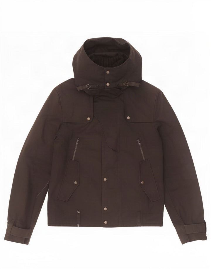Reiss Herre Hooded Windbreaker Jacket UK 36 Small Black Polyester