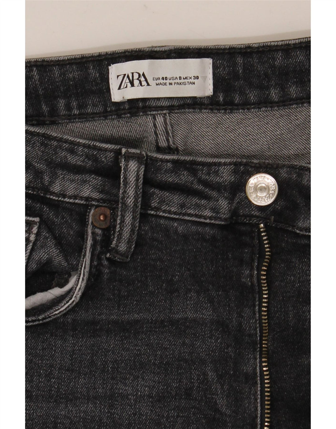 Zara Straight Jeans til kvinder EU 40 Medium W30 L26 Grå