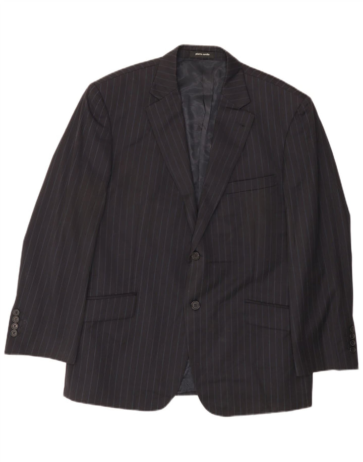 Pierre Cardin Herre 2 Button Blazer Jacket UK 44 2XL Navy Blue Pinstripe