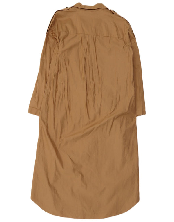 Zara Dame Trafaluc Military Shirt Dress UK 14 Medium Beige Bomuld