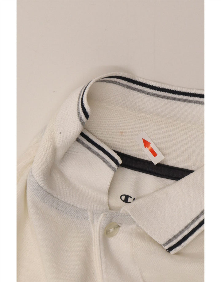 CHAMPION Herre Easy Fit Polo Shirt Stor hvid bomuld